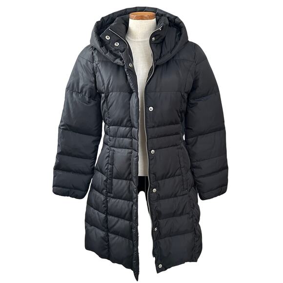 Michael Kors Down Puffer Coat S Black Packable Hooded Long Winter Designer - Picture 3 of 13